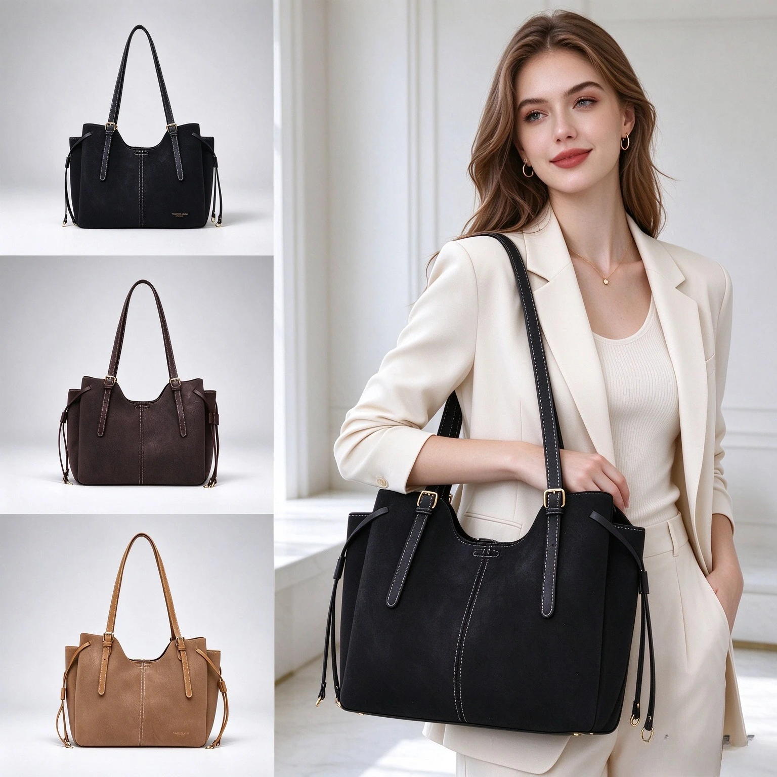 Leatherwork Designs - Lüks Kadın Püsküllü Omuz Çantası, Tasarımcı